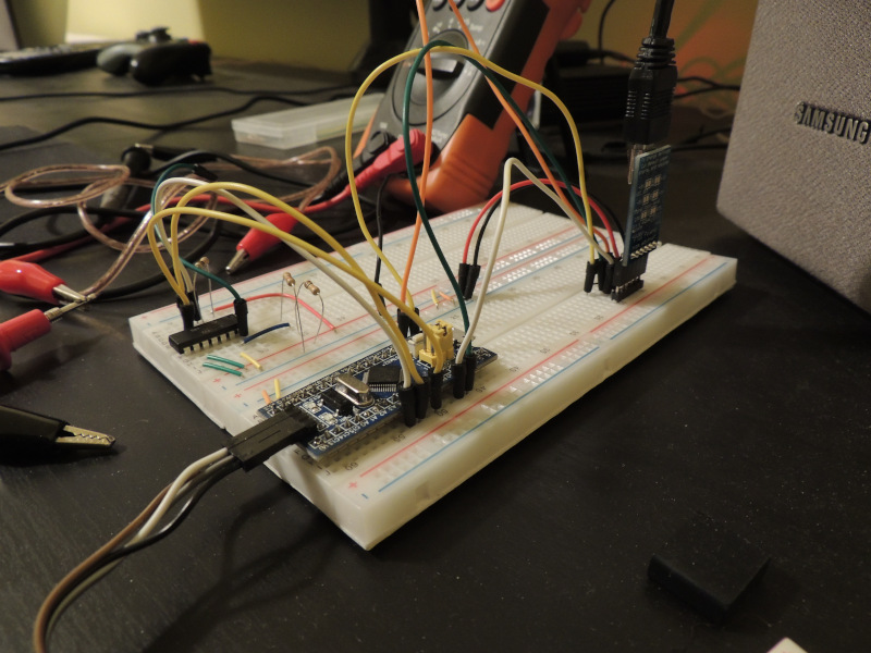 STM32 bluepill on a breadboard.